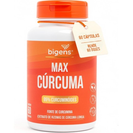Max Cúrcuma, Curcumina Ativa Concentrada, 95% curcuminoides, 60 Cápsulas, Bigens