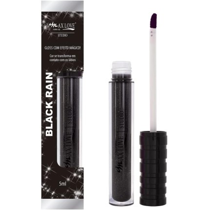 Max Love Lip Gloss Magico Black Rain Muda De Cor Na Pele