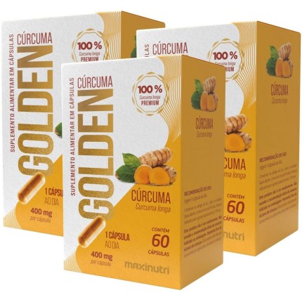Maxinutri, Kit 3 Curc Golden 400mg Cúrcuma Longa 60 Cáps Maxinutri