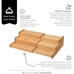 Mimo Style, Organizador Multiuso de Temperos e Condimentos para Cozinha, 3 Níveis, Bambu - Marrom - Imagem 2