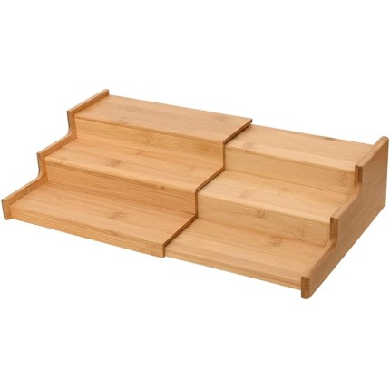 Mimo Style, Organizador Multiuso de Temperos e Condimentos para Cozinha, 3 Níveis, Bambu - Marrom