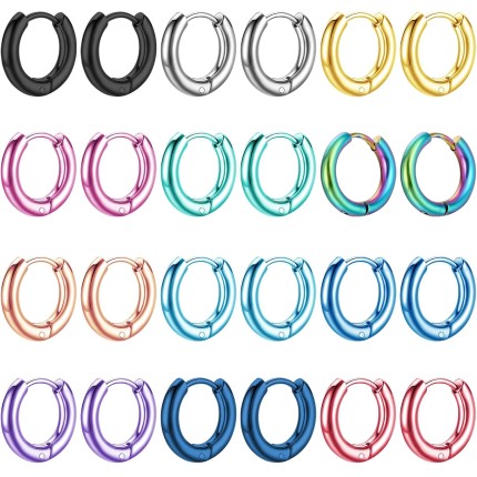 NEWITIN Brinco de aço inoxidável hipoalergênico, brincos de argola articulados, brincos pendentes para homens e mulheres, você pode escolher 9 pares/15 peças/15 pares/18 pares/30 peças de brincos Kpop