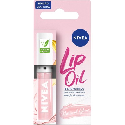 NIVEA Lip Oil Brilho Nutritivo Natural Glow 5,5ml, Hidratação Prolongada, Efeito Gloss, Para Todos os Tons de Pele