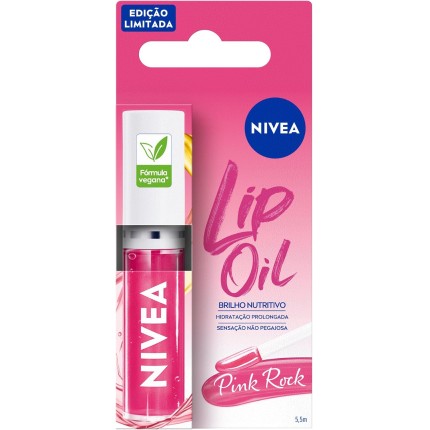 NIVEA Lip Oil Brilho Nutritivo Pink Rock 5,5ml, Hidratação Prolongada, Efeito Gloss, Para Todos os Tons de Pele