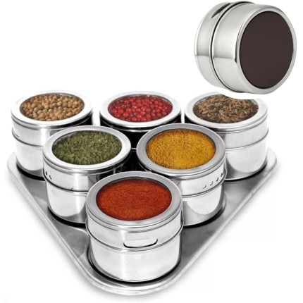 PORTA CONDIMENTOS MAGNETICO ACO INOX 7 PECAS KEHOME 5977