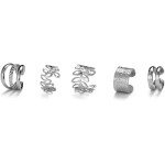 Piercings Brincos Kit 5 Pressão Orelha Argola Banhado Prata