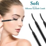 Pincel de rímel de silicone de 3 peças, aplicador de rímel, pente de cílios, pincel de sobrancelha, definidor de sobrancelha com capa contra poeira, pente separador de rímel, pincel de modelagem de - Imagem 2