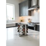 Porta Condimentos Giratório Inox 12 pote de vidro