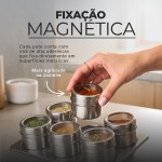 Porta Condimentos Inox Magnético com 6 Potes com Imã Organização Prática e Moderna para Cozinha - Imagem 2