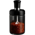 Porta Condimentos com Tampa Hermética e Colher Integrada | Organização, Higiene e Praticidade na Cozinha | Ideal para Temperos, Açúcar e Grãos | Design de Vidro Funcional - 230ml