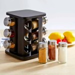 Porta Tempero Condimentos Giratório Preto Com 12 Potes 85ml