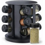 Porta Tempero Condimentos Giratório Preto Com 9 Potes 85ml Para Armazenamento De Temperos e Especiarias Resistente Premium