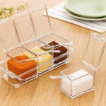 Porta Temperos Acrílico Cristal Transparente com 4 Potes e Colheres Organizador de Condimentos Cozinha Moderna Prática e Elegante 220ml (Kit Porta Condimento Acrílico) - Imagem 2
