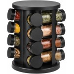 Porta Temperos Codimentos 12 Potes Giratório Organizador de Condimentos para Cozinha Com 12 Frascos Potes de Vidro Base Giratória Cozinha Restaurante Lanchonete Mesa