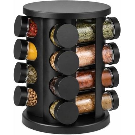 Porta Temperos Codimentos 12 Potes Giratório Organizador de Condimentos para Cozinha Com 12 Frascos Potes de Vidro Base Giratória Cozinha Restaurante Lanchonete Mesa