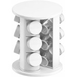 Porta Temperos Condimentos 9 Potes Base Giratória 360° Organizador Cozinha Premium (Branco)