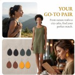 Preto, marrom, verde militar, quatro pares amarelos para um conjunto de brincos de madeira - Imagem 2