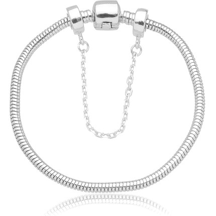 Pulseira Berloque Com Trava de Segurança Banhado a Prata 925