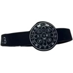 Pulseira Borracha Masculina Medalha São Bento Silicone Premium Preta