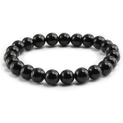 Pulseira Bracelete Masculina Feminina De Bolinha Preta 7 Mm Unissex