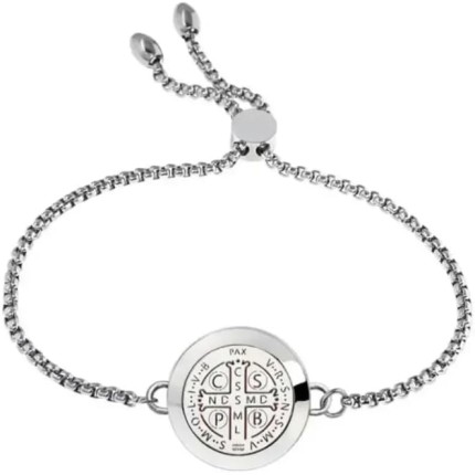 Pulseira Difusora Pessoal Medalha São Bento Aço Inox Aromaterapia