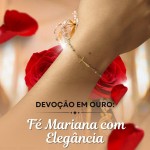 Pulseira Feminina Mariana "Magnificat" em Aço Inoxidável Banhada a Ouro 18K com Medalha de Guadalupe e Crucifixo – Fé, Elegância e Minimalismo – Acompanha Bolsa de Veludo - Imagem 2