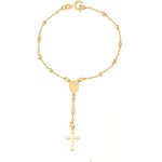 Pulseira Feminina Terço Com Crucifixo Banhado À Ouro 18k