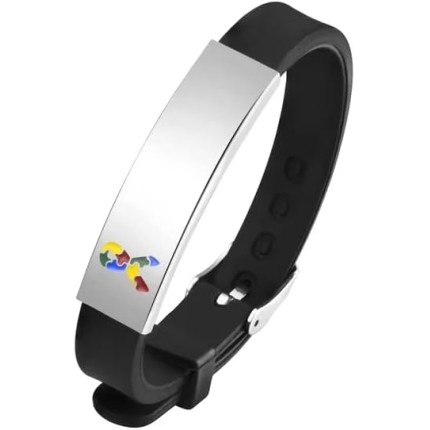 Pulseira Identificação Personalizada Criança Autista Autismo Cor:Preta