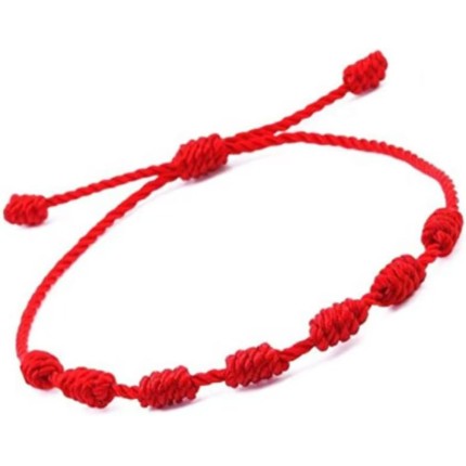 Pulseira Kabbalah 7 Nós Vermelha Proteção Sorte Afasta o Mal