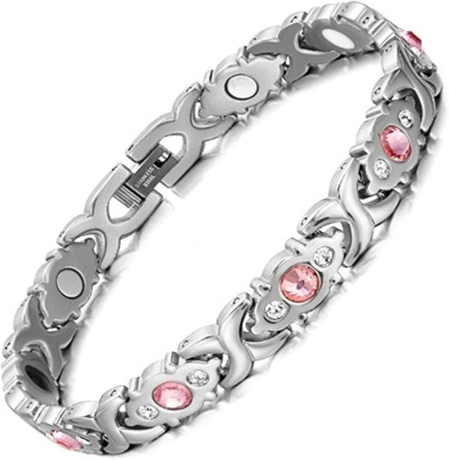 Pulseira-Magnetica-Prateada-Unissex-Zirconia-Bracelete.jpg Pulseira Magnética Prateada Unissex Zircônia Bracelete