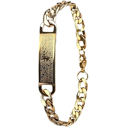 Pulseira Masculina Banhada Ouro Dourada Estilosa Religiosa Casual Moda Presente Social Original