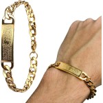 Pulseira Masculina Banhada Ouro Dourada Estilosa Religiosa Casual Moda Presente Social Original - Imagem 2