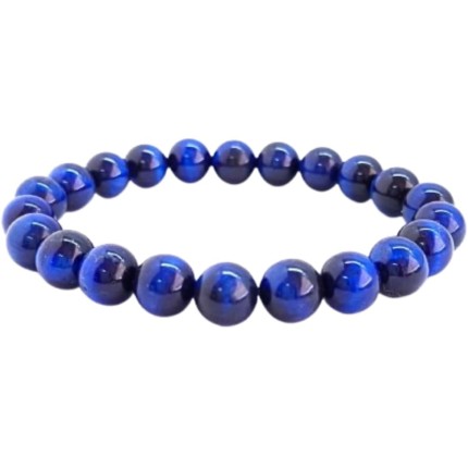Pulseira Masculina E Feminina Moderna em Pedras Naturais Olho de Tigre Azul
