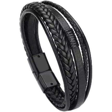 Pulseira Masculina Executiva (PRETA, 19cm)