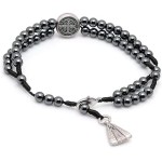 Pulseira Terço Hematita 4mm Medalha N Sra Aparecida PV