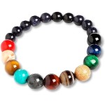 Pulseira Unissex "Universo Max" com Pedras Naturais Representando os Planetas – Energia, Equilíbrio Espiritual e Sofisticação Cósmica – 19cm – Estilo Boho Místico – Acompanha Bolsa de Veludo
