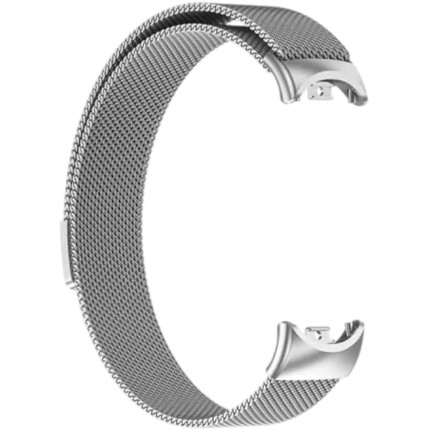 Pulseira de Aço Inoxidável com Fecho Magnético para Mi Band 8, 9, 10, Malha Milanese