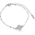 Pulseira em aço inox 316l Pingente Coração ou Trevo Cravejados Cor Prata Antialérgico