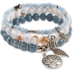 Pulseiras Energéticas Femininas com Pedras Naturais e Pingente Árvore da Vida – Kit 3 Peças para Equilíbrio e Proteção Espiritual