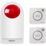 SINGCALL Kit de alarme de sirene estroboscópica de emergência remota à prova d'água ao ar livre alto pânico System de alerta sos para 1 sirene vermelha piscando 2 botões de chamada