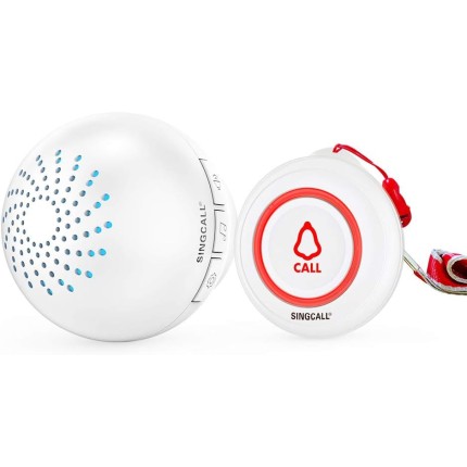 SINGCALL System de chamada inteligente Pager de cuidador sem fio Alerta de chamada de enfermeira System de ajuda do paciente para casa/Atenção pessoal Pager 500+ Pés Receptor de plugin