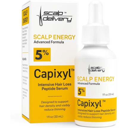 Scalp Delivery Peptide Vegan 5% Hair Growth Serum com Capixyl - Produtos para crescimento capilar para homens e mulheres Ajuda a reduzir a queda de cabelo, fortalecer e engrossar. Soro capilar vegano para cabelos ralos.
