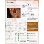 Staligue Brincos de aço cirúrgico hipoalergênicos para mulheres e homens, banhado a ouro 14 K, costas planas, brincos para orelhas sensíveis, 20 g, prata/ouro, conjunto de brincos de cartilagem para - Imagem 2