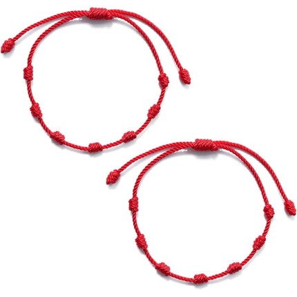 Venda transfronteiriça Benming ano corda vermelha 7 nós pulseira da sorte pulseira de casal ajustável de personalidade simples tecida à mão 2 vermelho