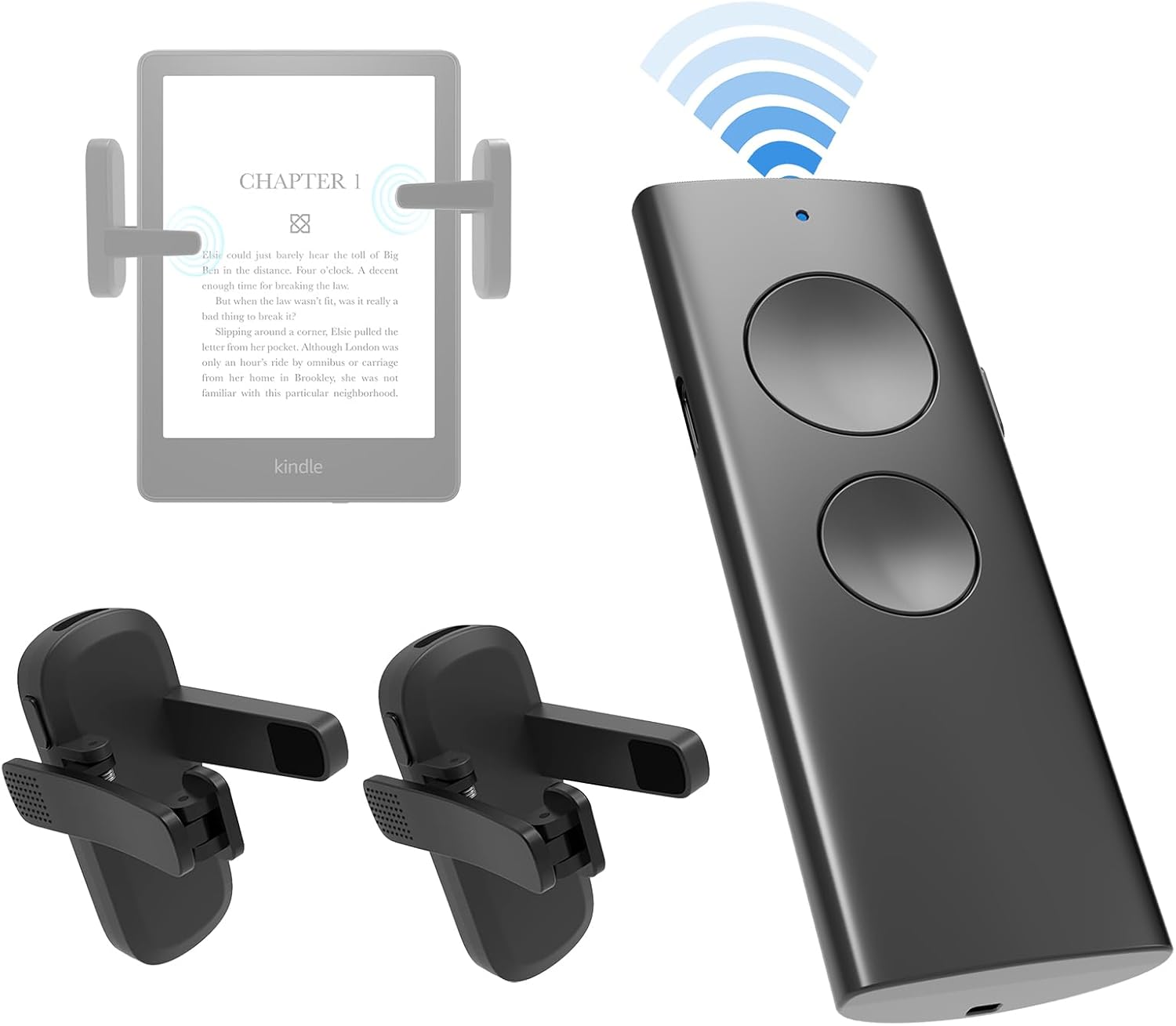 Virador-de-pagina-remoto-pacote-com-2-para-Kindle-suporte.jpg Virador de página remoto pacote com 2 para Kindle, suporte para frente e para trás, compatível com eReaders Paperwhite Oasis Kobo