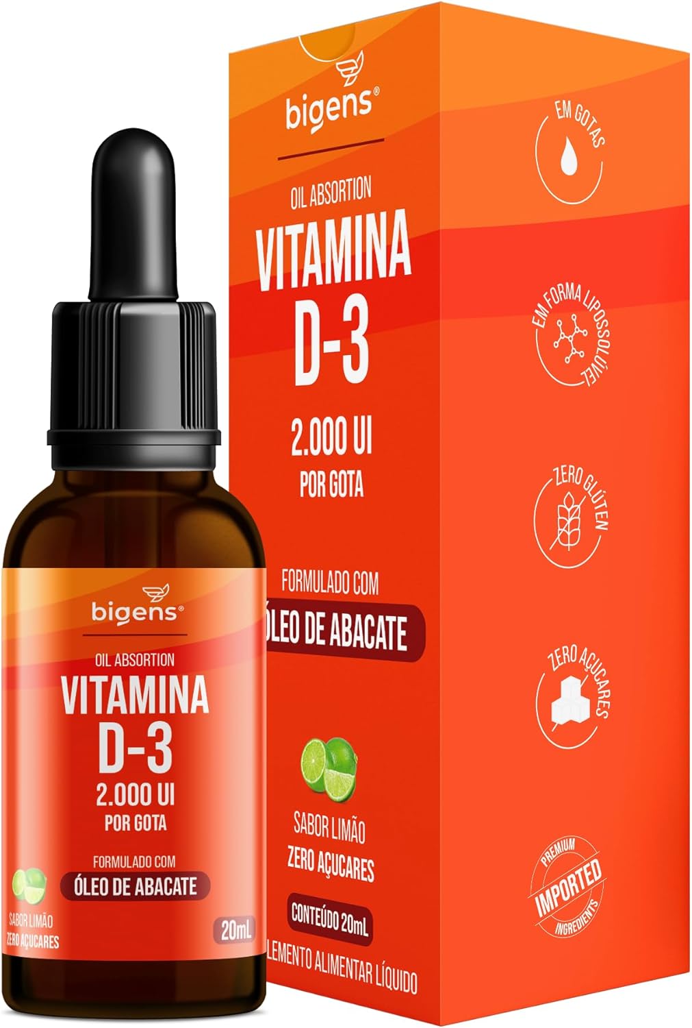 Vitamina-D3-Liquida-2000UI-por-gota-formlado-com-oleo-de.jpg Vitamina D3 Liquida, 2000UI por gota, formlado com óleo de abacate, Sabor Limão, Unidade 20mL, Bigens (Unidade)