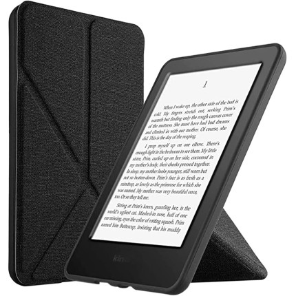 WB Capa Novo Kindle (16GB) e 11ª Geração Silicone Flexível e Sensor Magnético Origami Tecido Preta (Não compatível com 10ª Geração, Paperwhite e Oasis)