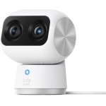 eufy Câmera S350, Camera de Segurança Wi-Fi, 4K Inteligente com Câmera Dupla, Visão 360°, Zoom 8×, Visão Noturna, Babá Eletrônica, Rastreamento por IA, Compatível com Alexa e HomeBase 3