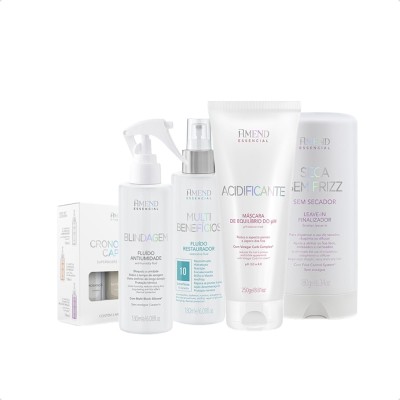 kit Amend Essencial Leave-in + Acidificante + Fluídos + Ampolas Cronograma