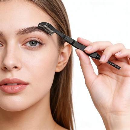 1 pente dobrável para cílios e sobrancelhas, ferramenta 2 em 1 para definição de sobrancelhas e cílios de plástico ABS durável, sem perfume para pincéis de maquiagem de pele normal